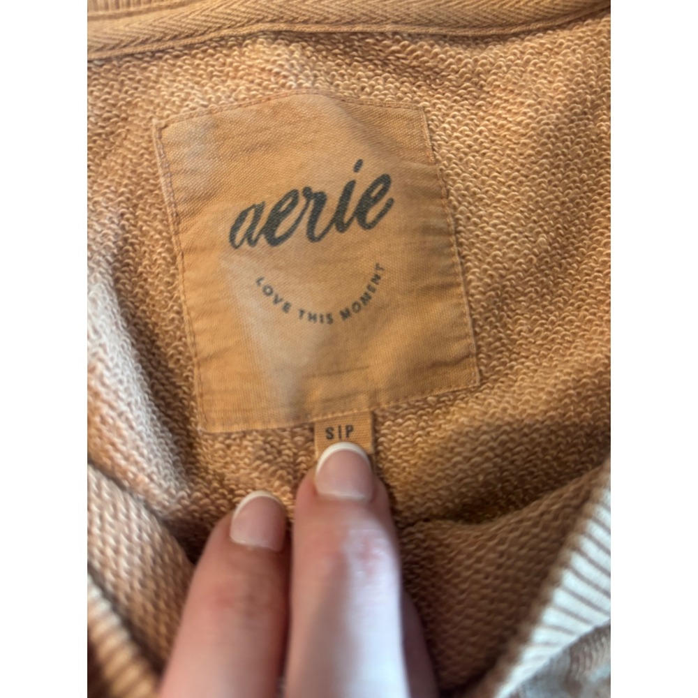 Aerie Sunday Scaries Graphic Sweatshirt Tan Brown Oversized Pullover Small - Picture 3 of 4